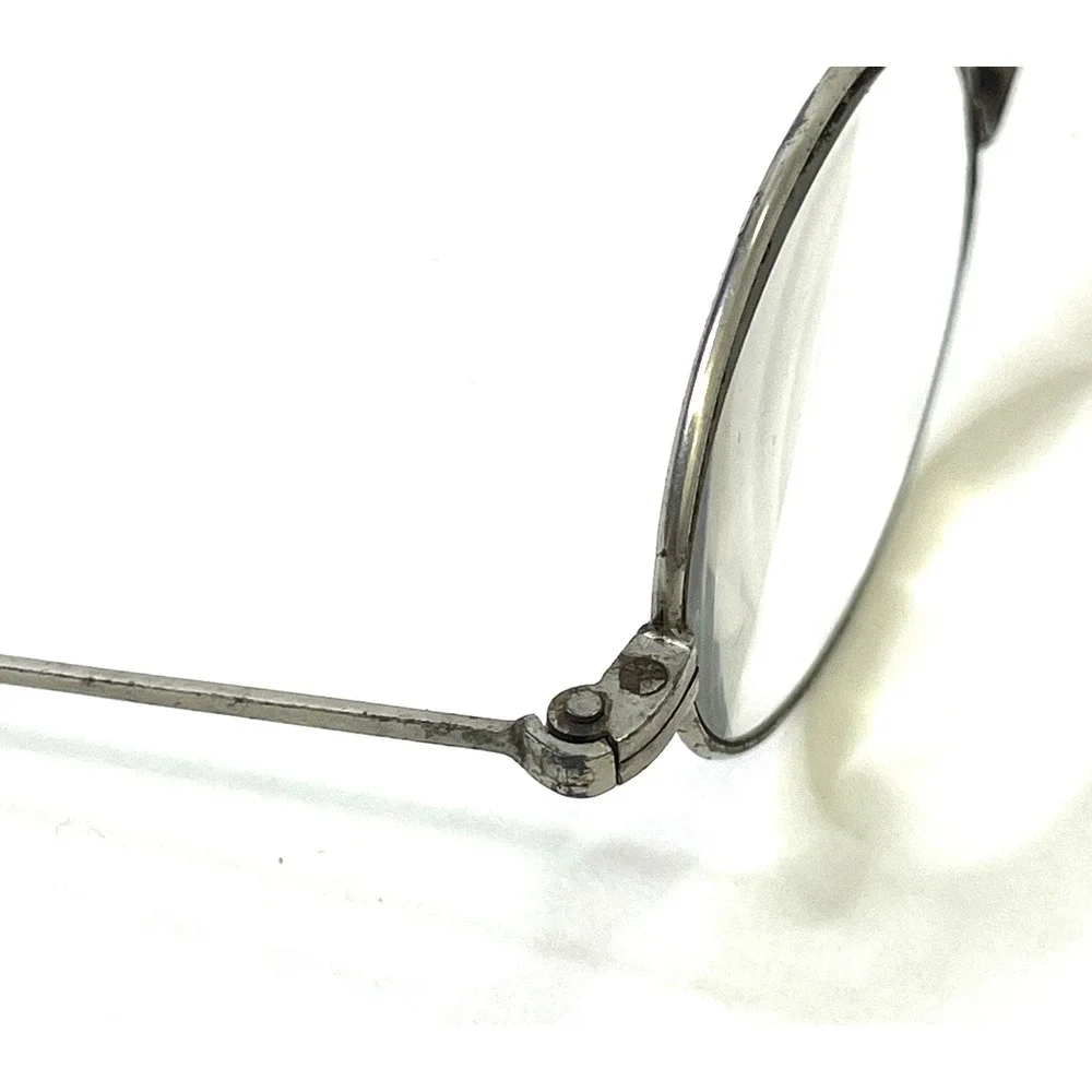Antique Silver-Tone Oval Eyeglasses w Original Leather Sleeve Granny Glasses VTG
